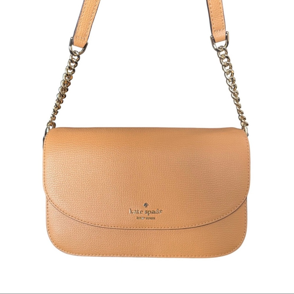 Kate Spade Kristi Crossbody Bag Tan Leather Handbag Preppy Beige Designer Purse